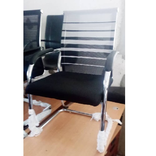 QUALITY DESIGNED BLACK & WHITE STRIPE VISITOR`S CHAIR AVAILABLE-(ROMIN)