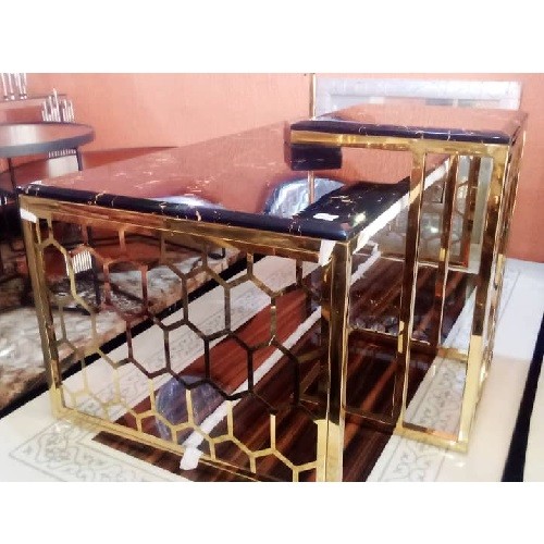 QUALITY DESIGNED BLACK MARBLE TOP & WHITE CENTER TABLE - AVAILABLE (CHIN)