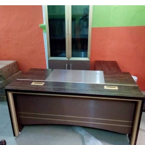 QUALITY DESIGNED BROWN EXECUTIVE OFFICE TABLE WITH EXTENSION- AVAILABLE (NOFU