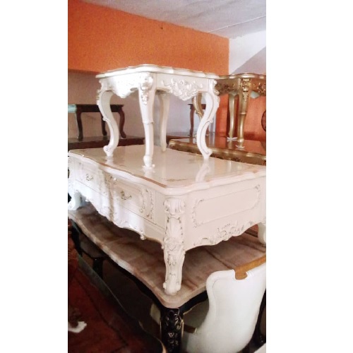 QUALITY DESIGNED WHITE CENTER TABLE & 2 SIDE STOOLS -AVAILABLE (PIANET