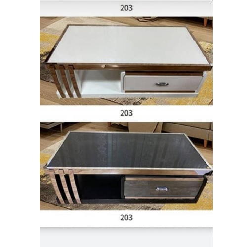 QUALITY DESIGNED WHITE OR BROWN GOLD FRAME CENTER TABLE- AVAILABLE (CHILU)