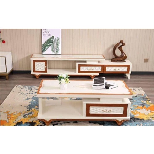 QUALITY DESIGNED CREAM & BROWN CENTER TABLE & TV STAND -AVAILABLE (SATEC)