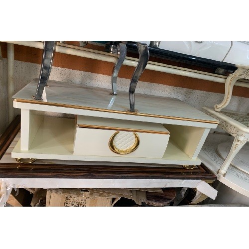 QUALITY DESIGNED CREAM & GOLD CENTER TABLE WITH DRAWER -AVAILABLE (SATEC)