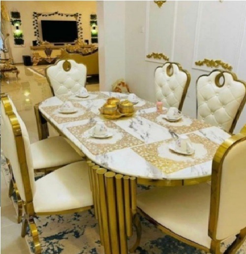 QUALITY DESIGNED CREAM AND GOLD DINING SET - AVAILABLE (SOFU)