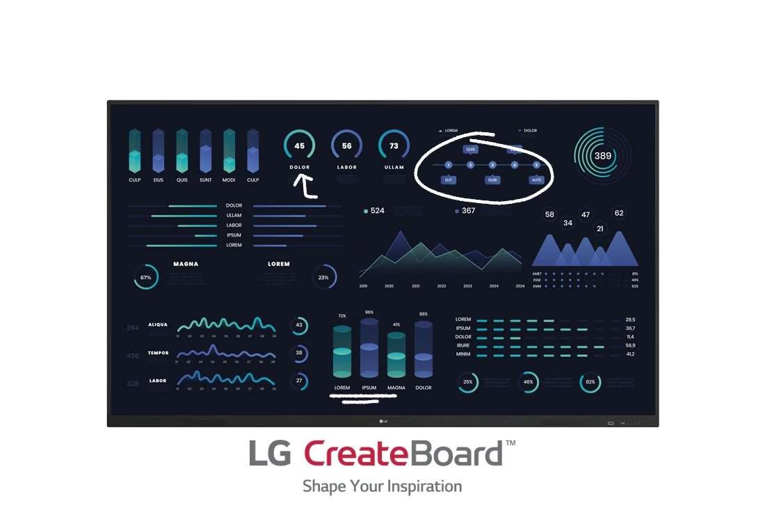 LG Commercial LED Monitor CreateBoard™ TR3DJ-B Series 65'' IPS UHD IR Multi Touch Interactive Whiteboard with Embedded Writing Software and Built-in Front Speakers (DT)