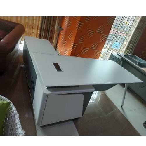 QUALITY DESIGNED WHITE OFFICE TABLE WITH EXTENSION- AVAILABLE (AUFUR)