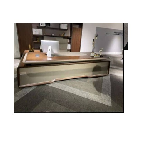 QUALITY DESIGNED BROWN & CREAM EXECUTIVE OFFICE TABLE- AVAILABLE (AUFUR)