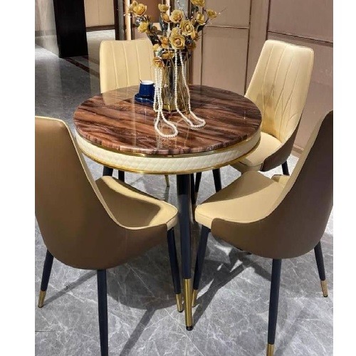 QUALITY DESIGNED ROUND MARBLE DINING TABLE WITH 6 CHAIRS - AVAILABLE (SAINT)