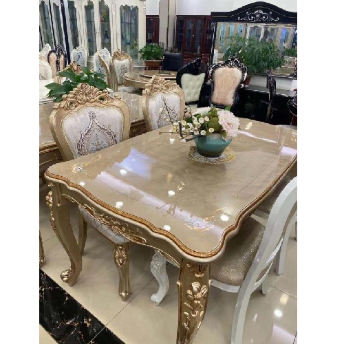 QUALITY DESIGNED WHITE ROYAL CREAM DINING TABLE & CHAIRS - AVAILABLE (JAFU)