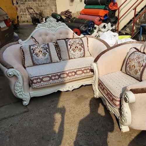 QUALITY DESIGNED ROYAL CREAM & BROWN 7 SEATERS SOFA CHAIRS ONLY _ AVAILABLE (LEWO)