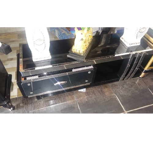 QUALITY DESIGNED BLACK TV STAND - AVAILABLE (MOBIN)