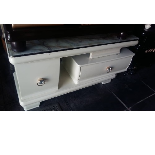 QUALITY DESIGNED WHITE 1.2 METER TV STAND - AVAILABLE (MOBIN)