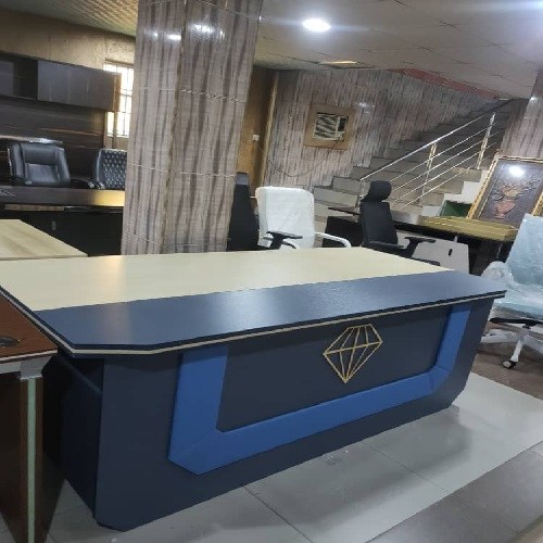 QUALITY DESIGNED LIGHT BROWN, GRAY & BLUE DESIGN OFFICE TABLE- AVAILABLE (AUFUR)