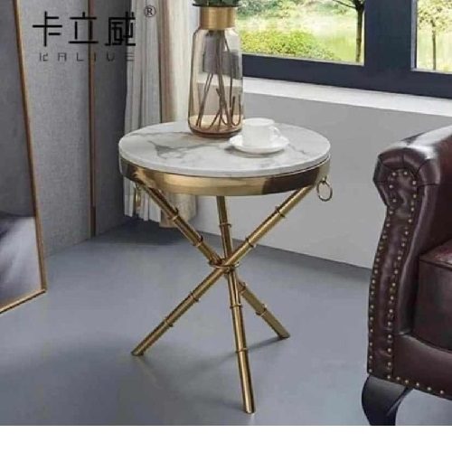 QUALITY DESIGNED WHITE MARBLE ROUND SIDE STOOL - AVAILABLE (MOBIN)