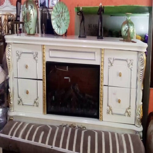 QUALITY DESIGNED WHITE FIRE PLACE TV STAND - AVAILABLE (CHIN)