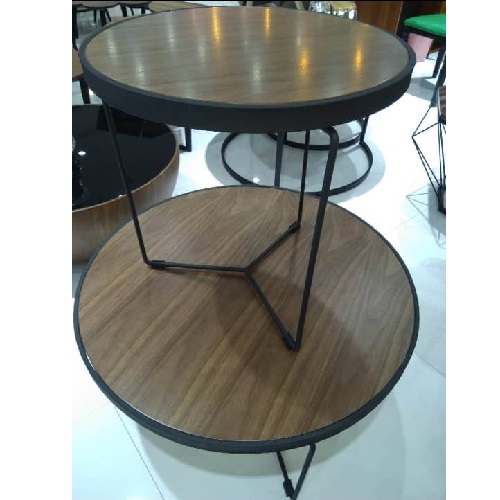 QUALITY DESIGNED WOODEN TOP & BLACK FRAME CENTER TABLE & 2 SIDE STOOLS - AVAILABLE (JAFU)