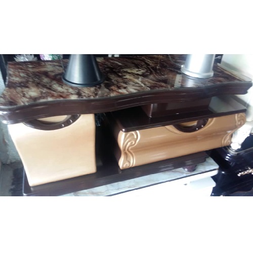 QUALITY DESIGNED BLACK & BROWN TV STAND - AVAILABLE (MOBIN