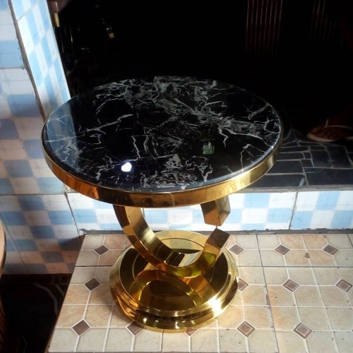 QUALITY DESIGNED BLACK & GOLD MARBLE TOP CENTER TABLE- AVAILABLE (MOBIN)