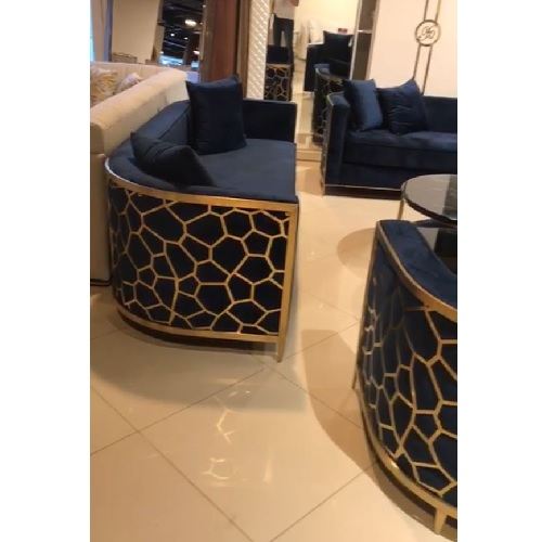 QUALITY DESIGNED COMPLETE SET OF BLACK & & GOLD SOFA - AVAILABLE (SOFU)