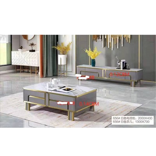 GREY & GOLDEN FRAME CENTER TABLE & TV STAND (1530)