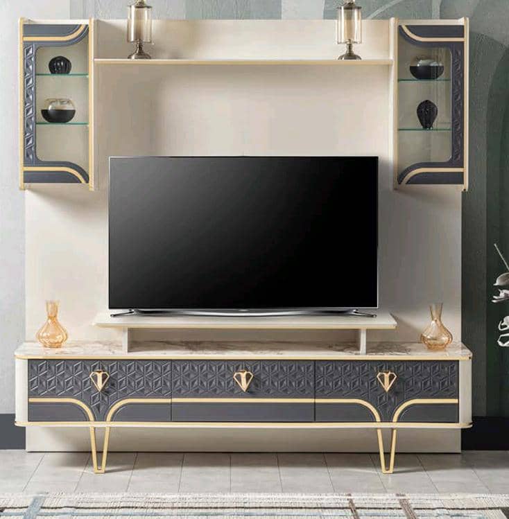 CREAM & GREY TV STAND (1530)