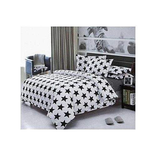 Black Star Unique Bedsheet And Duvet With Four Pillows