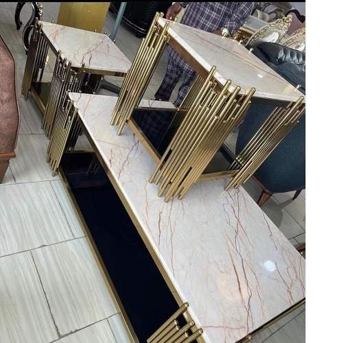QUALITY DESIGNED RECTANGULAR MARBLE TABLE & SIDE STOOLS - AVAILABLE (MOBIN)