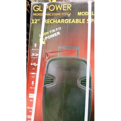 GL POWER TROLLEY BT RECHARGEABLE USB SPEAKER GL1201 2000W