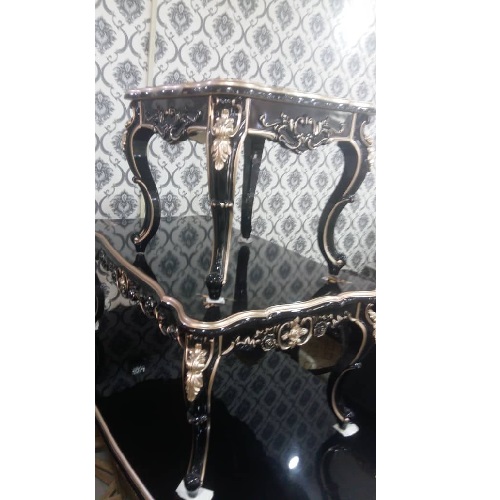 QUALITY DESIGNED ROYAL RECTANGULAR BLACK & GOLD CENTER TABLE WITH 2 SIDE STOOLS - AVAILABLE (MOBIN)