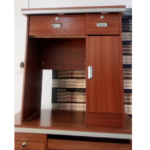 QUALITY DESIGNED BROWN TV STAND WITH DRAWERS - AVAILABLE (ARIN)