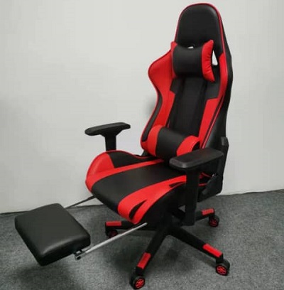 BLACK & RED EXECUTIVE CHAIR WITH HEAD AND LEG REST (DISO)