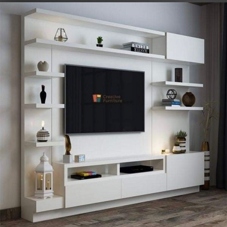WHITE TV STAND WITH LAYERS (MIFU)