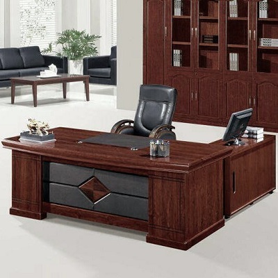 COFFEE BROWN OFFICE TABLE WITH EXTENSION (FMAN)