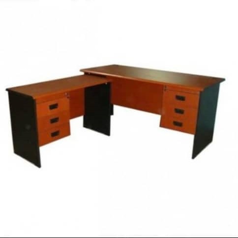 BROWN & BLACK OFFICE TABLE WITH 3 DRAWERS (SEFU)