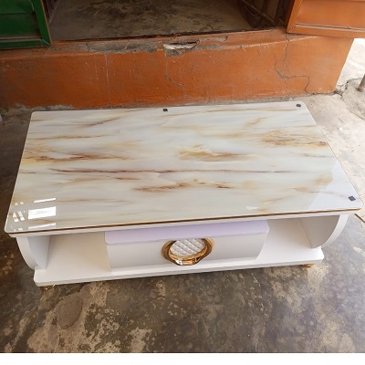 WHITE & GOLD CENTER TABLE WITH DRAWER (YOFU)
