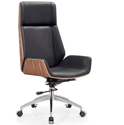 BLACK & BROWN BACK OFFICE CHAIR WITH LOW ARMS (DESIN)