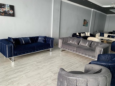 NAVY BLUE & GREY 7 SEATERS SOFA (NWAFU)