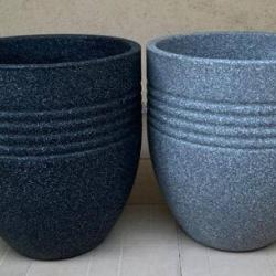 BLACK AND GREY STONE V-SHAPAD DESIGNED FLOWER POTS WITHOUT FLOWER (PEGLO)