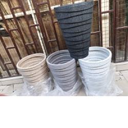 BLACK, BROWN, GREY & WHITE ITALIAN FLOWER POTS WITH ROUND BASE (ONYF)