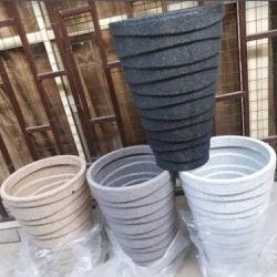 WHITE, GREY, BLACK AND LIGHT BROW STONE OVAL FLOWER POTS WITHOUT FLOWER (PEGLO)