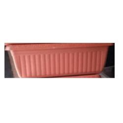 DARK ORANGE RECTANGULAR FLOWER POTS WITH VERTICAL LINES (PEGLO)