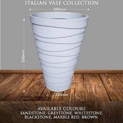 ITALIAN FLOWER VASE (GREYSTONE) WITH BY 380mm X 550mm X 220mm WITH ROUND BASE (ONYF)