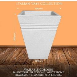 ITALIAN FLOWER VASE (WHITESTONE) BY 480MM X 500MM X 200MM WITH SQUARE BASE (ONYF)