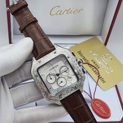 CARTIER EXCLUSIVE DESIGNERS WRISTWATCH BROWN LEATHER | SILVER FACE (SAWW)