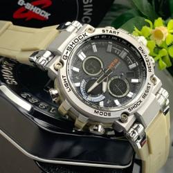 CASIO G-SHOCK EXCLUSIVE CASUAL DESIGNERS WRISTWATCH CREAM RUBBER HANDS WITH SILVER FACE (SAWW)