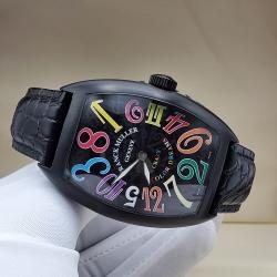 FRANK MULLER EXCLUSIVE DESIGNERS WRISTWATCH BLACK LEATHER HANDS AND DIFFERENT COLOR NUMBERING (SAWW)