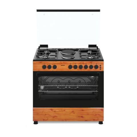 AEON GAS COOKER | 90 X 60CM, 4+2 BURNER, GRILL TURKEY GAS COOKER, EURO TYPE AUTO IGNITION, OVEN LAMP, OVEN TIMER, DOUBLE GLASS OVEN, WOOD - S9422GEIMEDBW