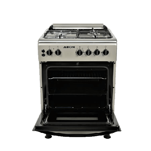 Aeon Gas Cooker | 60×60 3 + 1 Burner, Grill Turkey Gas Cooker, Euro Type Auto Ignition, Oven Lamp, Oven Timer, Double Gas Oven, Silver - FG6312GBZU